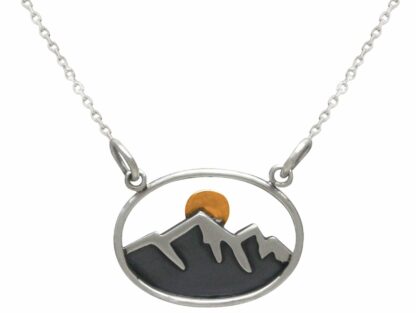 Collier "Gebirge und Sonne" 925 Silber/teilvergoldet