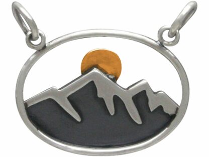 Collier "Gebirge und Sonne" 925 Silber/teilvergoldet