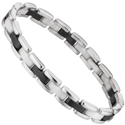 Armband 925 Silber mit Keramik schwarz und weiß