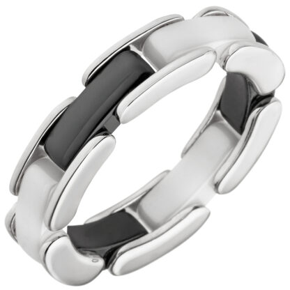 Ring 925 Silber mit schwarzer und weißer Keramik