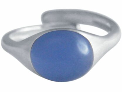 Ring 925 Silber mit Chalcedon Cabochon blau