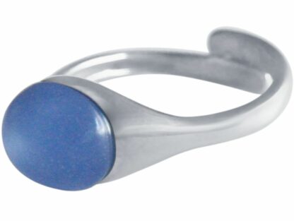 Ring 925 Silber mit Chalcedon Cabochon blau