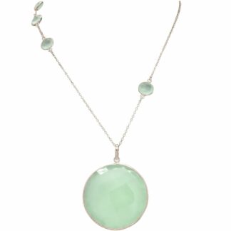 Collier 925 Silber mit 5 Chalcedonen meeresgrün