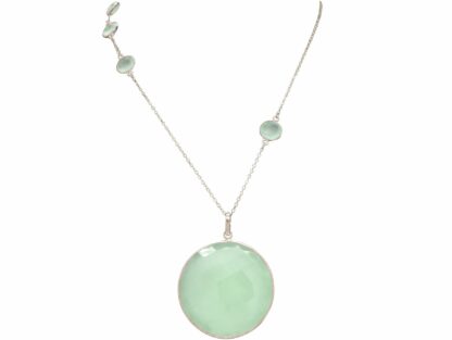 Collier 925 Silber mit 5 Chalcedonen meeresgrün