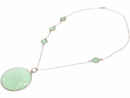 Collier 925 Silber mit 5 Chalcedonen meeresgrün