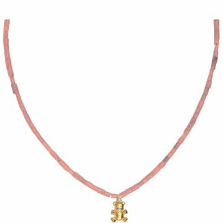 Collier rosa Achat mit Anhänger "Gummibärchen" 925 Silber/vergoldet