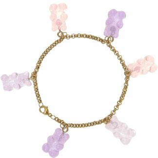 Armband vergoldet mit "Gummibärchen" lila und rosa