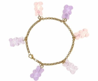 Armband vergoldet mit "Gummibärchen" lila und rosa