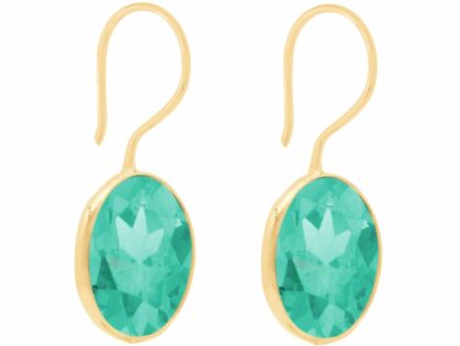 Ohrhaken 925 Silber/vergoldet mit 2 Chalcedonen meeresgrün
