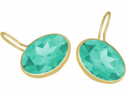 Ohrhaken 925 Silber/vergoldet mit 2 Chalcedonen meeresgrün