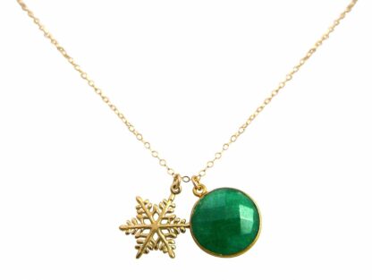 Collier "Schneeflocke" 925 Silber/vergoldet mit Smaragd