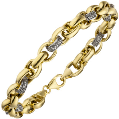 Glieder-Armband 375 Gelbgold mit Brillanten 0,18 ct.