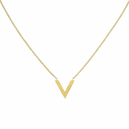 Collier mit Anhänger v-förmig Edelstahl/PVD goldfarben