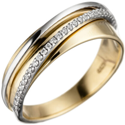 Ring 585 Gelb-/Weißgold mit Brillanten 0,12 ct.