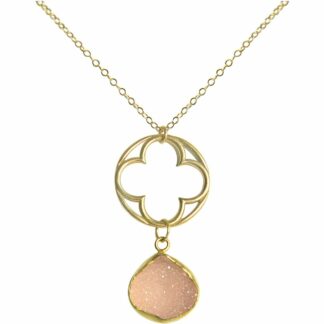 Collier 925 Silber/vergoldet mit kreativem Anhänger und Druzy Rosé Tropfen