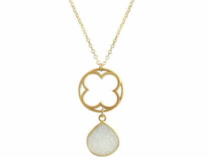 Collier mit Kreativ-Design 925 Silber/vergoldet und Druzy Blanc Tropfen