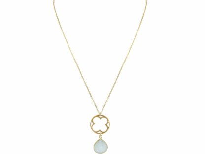 Collier mit Kreativ-Design 925 Silber/vergoldet und Druzy Blanc Tropfen