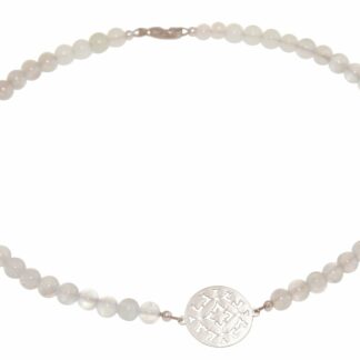 Collier Silber mit Mondsteinen und Mandala-Anhänger