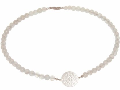 Collier Silber mit Mondsteinen und Mandala-Anhänger