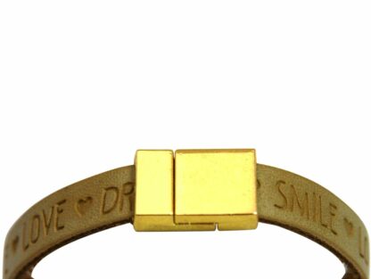 Kunstleder-Armband sandfarben mit “Eule” 925 Silber/vergoldet
