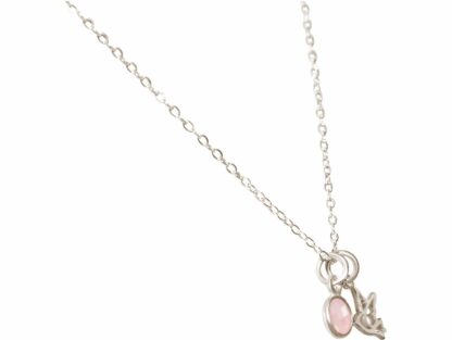 Collier “Vogel” 925 Silber mit Rosenquarz