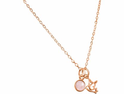 Collier "Vogel" 925 Silber/rosévergoldet mit Rosenquarz