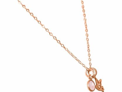 Collier "Vogel" 925 Silber/rosévergoldet mit Rosenquarz