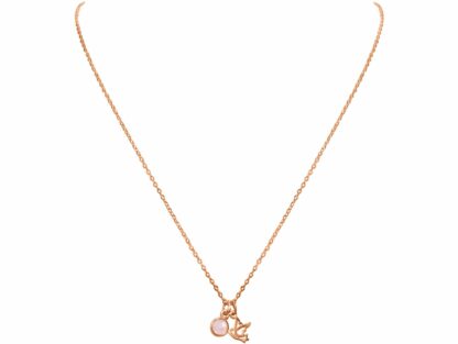 Collier "Vogel" 925 Silber/rosévergoldet mit Rosenquarz