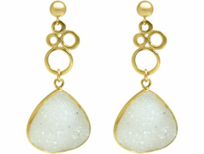 Ohrstecker BUBBLES 925 Silber/vergoldet mit 2 Druzy Blanc