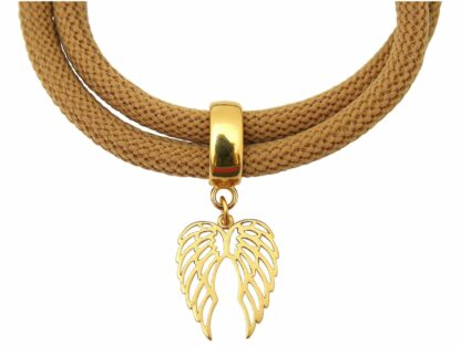 Wickelarmband braun mit “Flügel” 925 Silber/vergoldet