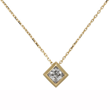 Collier 333 Gelbgold mit Zirkonia weiß rautenförmig