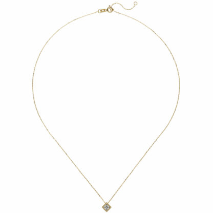 Collier 333 Gelbgold mit Zirkonia weiß rautenförmig