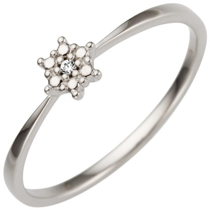 Ring "Eisblume" 585 Weißgold mit Brillant