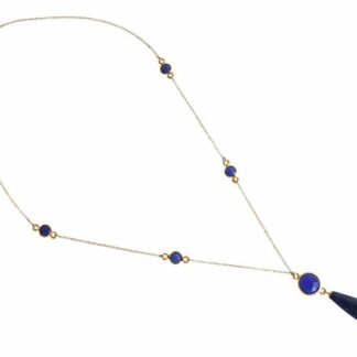 Collier vergoldet mit 5 Blue Saphiren und Lapis Lazuli Tropfen