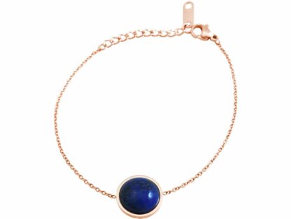 Armband 925 Silber/rosévergoldet mit Lapis Lazuli Cabochon