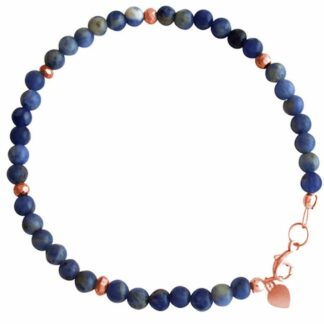 Armband rosévergoldet mit Lapis Lazuli Kügelchen