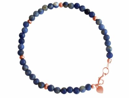 Armband rosévergoldet mit Lapis Lazuli Kügelchen