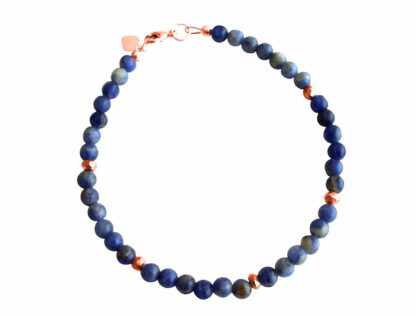 Armband rosévergoldet mit Lapis Lazuli Kügelchen