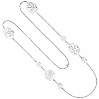 Halskette mit Schmuckelementen strukturiert Edelstahl ca. 90 cm