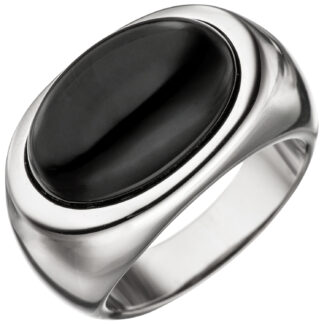 Ring 925 Silber mit Onyx Cabochon schwarz