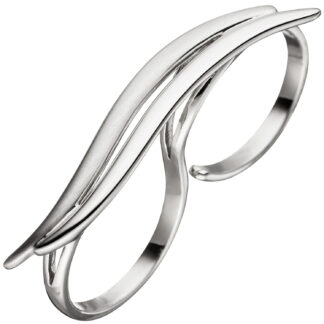 Zweifinger-Ring geschwungen 925 Silber/teilmatt