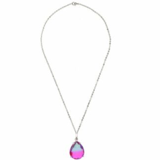 Collier 925 Silber mit Turmalin-Tropfen hellblau-rosa