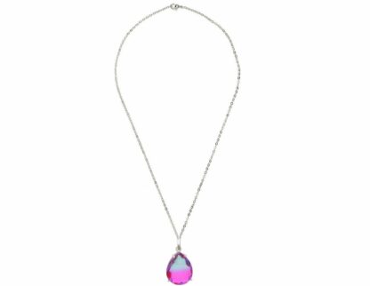 Collier 925 Silber mit Turmalin-Tropfen hellblau-rosa