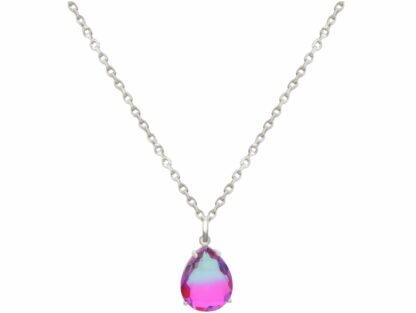 Collier 925 Silber mit Turmalin-Tropfen hellblau-rosa