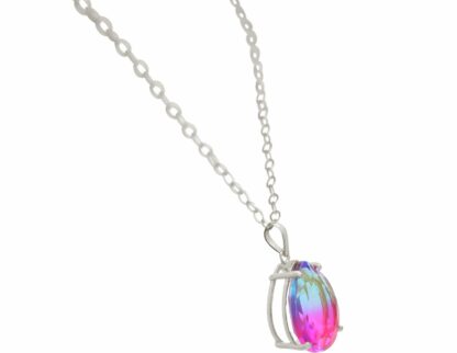 Collier 925 Silber mit Turmalin-Tropfen hellblau-rosa