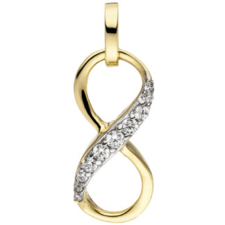 Anhänger "unendlich" 375 Gelbgold mit 10 Zirkonia weiß