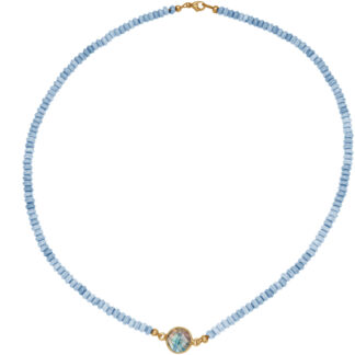 Collier 925 Silber/vergoldet mit Chalcedonen und Labradorit