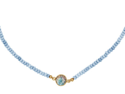 Collier 925 Silber/vergoldet mit Chalcedonen und Labradorit