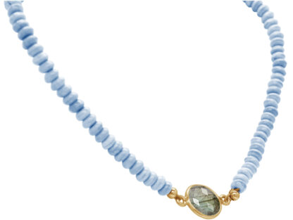 Collier 925 Silber mit Chalcedonen und Labradorit