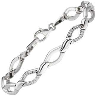 Armband "Navette" 925 Silber mit 48 Zirkonia weiß